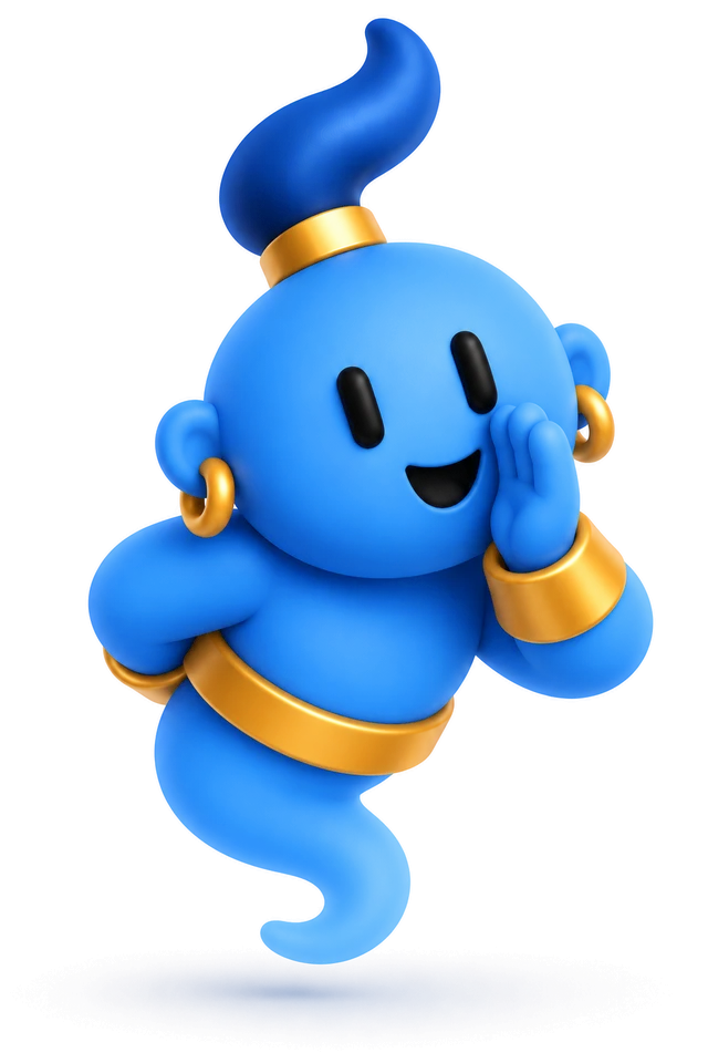 The genie, whispering behind his hand